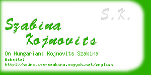 szabina kojnovits business card